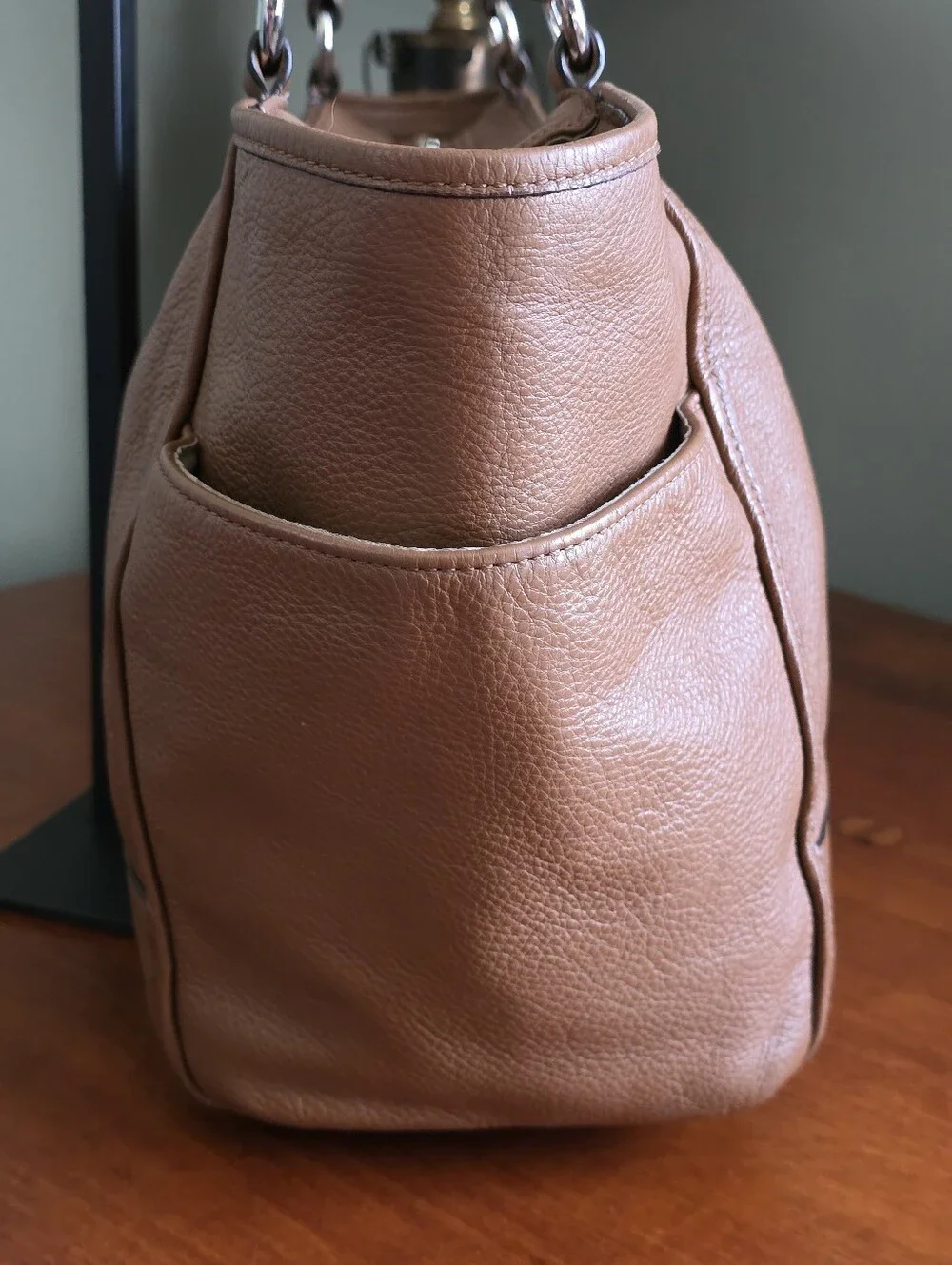Coach Park Carrie F29898 Saddle Tan Pebbled Leather Large Tote Shoulder Bag